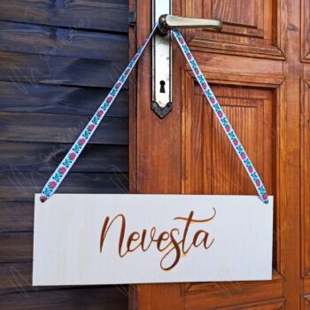 Drevená ceduľka nevesta a ženích FOLKY
