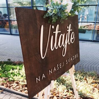 Uvítacia tabuľa "Vitajte na našej svadbe"