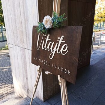Uvítacia tabuľa "Vitajte na našej svadbe"