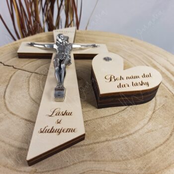 SET Svadobný krížik (25 cm) a krabička na obrúčky - Image 2