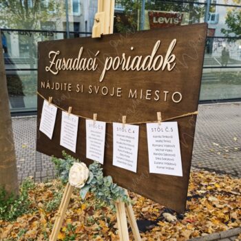 PRENÁJOM - Drevený zasadací poriadok na svadbu