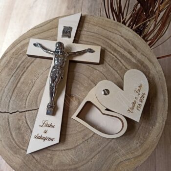 SET Svadobný krížik (25 cm) a krabička na obrúčky