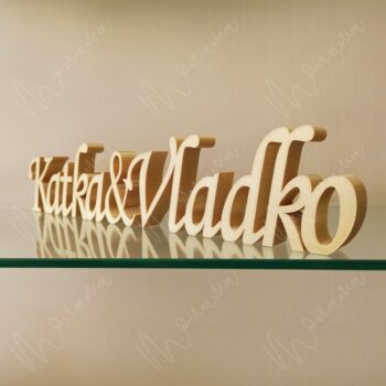 Svadobný nápis na stôl 3D "Mená" zlatý - Image 2