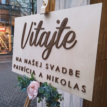 Drevená uvítacia tabuľa "Vitajte na našej svadbe s menami" - Image 4