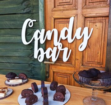 Drevený nápis Candy bar ROSA