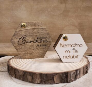 SET Krabička na obrúčky a zásnubný prsteň s machom